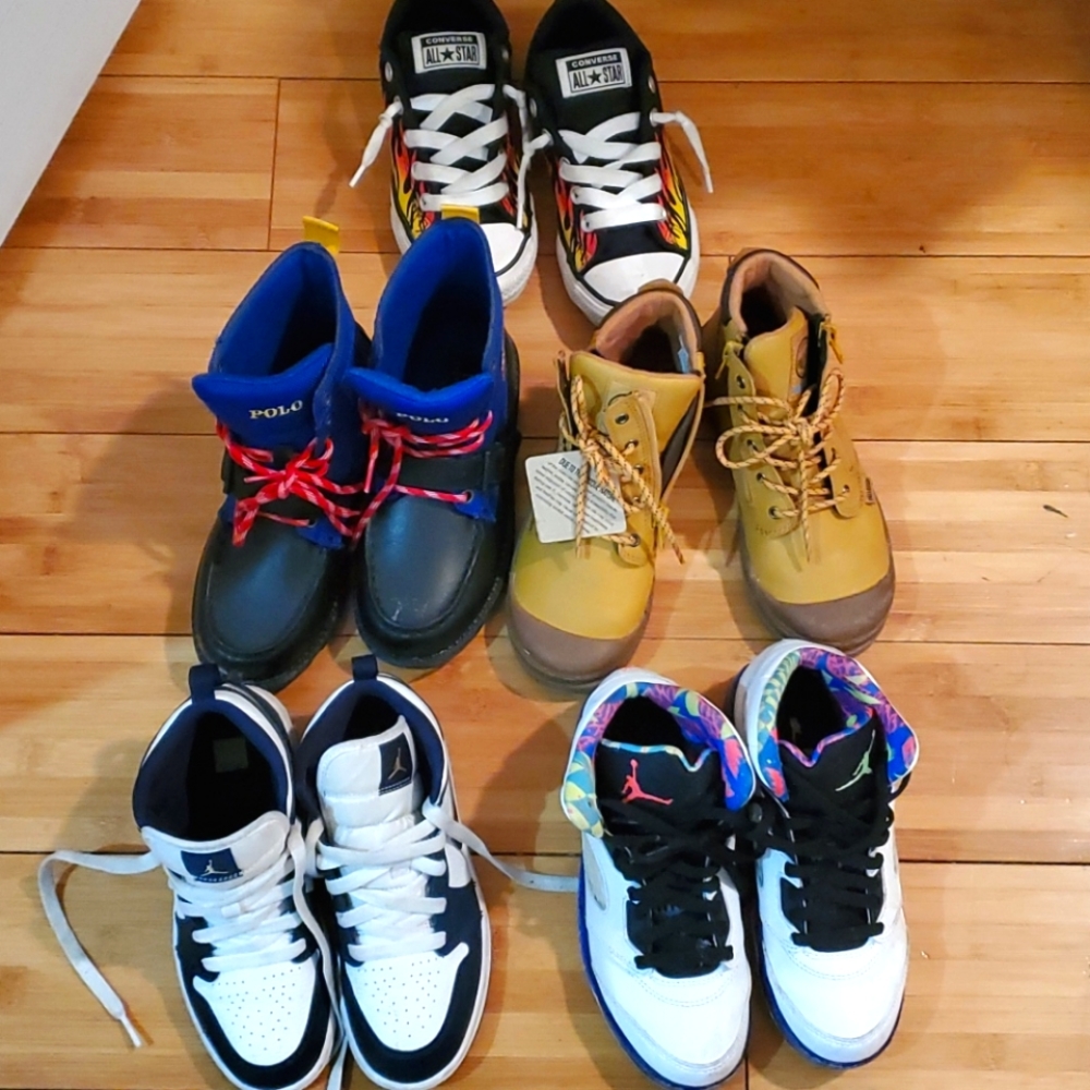 3 pairs of sneakers and boots for boys